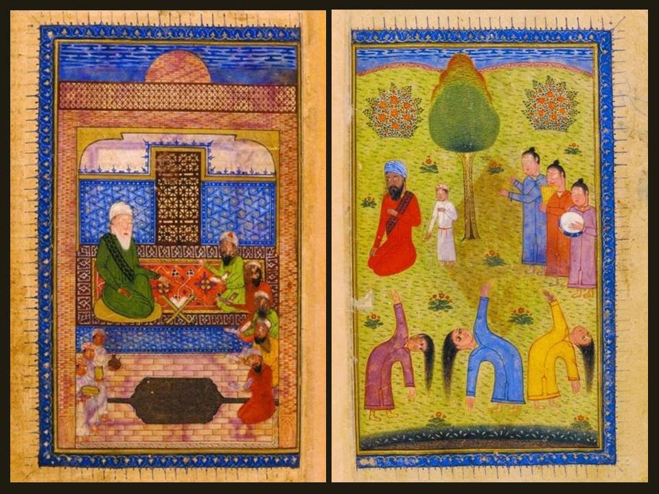 Frontispiece, f.9v – f.10r, 196 x 127 mm.; from the Shāhnāmeh dated 841/1438, Or. 1403, the British Library; image courtesy of Cambridge Shahnama Project.